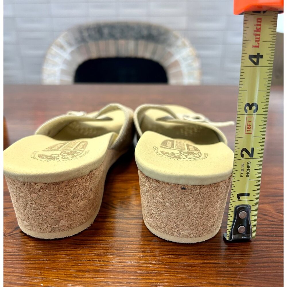 Worishofer Cream Perforated Leather Slides - Cork Wedge - Size 41 - Picture 8 of 8